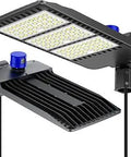 Beefy 300W LED Parking Lot Light With Dusk To Dawn Photocell, IP66 Waterproof, ETL DLC Certified, 5000K Shoebox Style, side and angle view