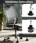 Installation instructions for Straight Up Chair Wheel Stoppers 5 Pack Bell Glide Casters on an office chair.