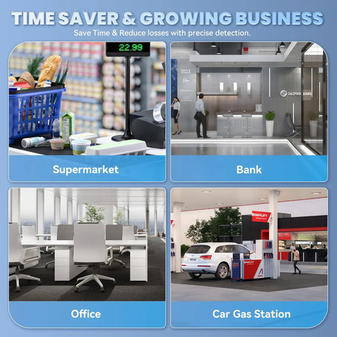 Money Counter Machine With Mixed Denomination And Bank Grade Cash Handling in supermarket, bank, office, gas station settings.