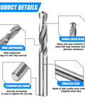 One Eighth Inch Carbide Drill Bits Set For Metalworking with tungsten carbide composition, close-up of blade and shank features.