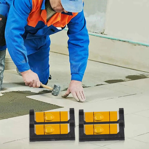 4-Pack for mini Magnetic Level Tool for Refrigerators - Compact Pocket for spirit Level with Base for Appliance Alignment and Installation - Yellow Green 37mm(Yellow) shown in use by a worker.