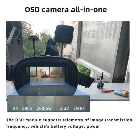 OSD module with display for 5.8G FPV Camera With 48CH Wireless Image Transmission OSD 800TVL Adjustable 25mW 100mW 200mW.
