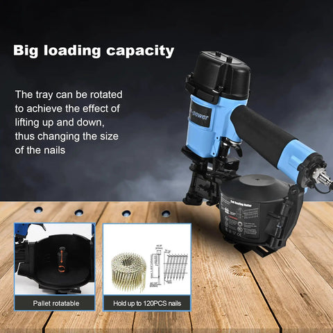15 Degree Roofing Nailer With Low Recoil For Three Quarter To One And Three Quarter Inch Coil Nails showcasing loading capacity