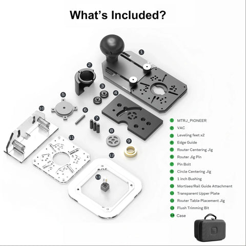 10 In 1 Trim Router Jig For Circle Cutting And Edge Guide Mortise And with aluminum parts and attachments laid out with list