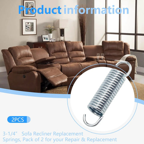 Treat Yourself To Better Lounging With These Hella Solid 3-1/4 Inch Extension Springs, Top Tier Replacement Tension Coils For Saggy Sofa Recliners, No Sweat Install, shown with recliner.
