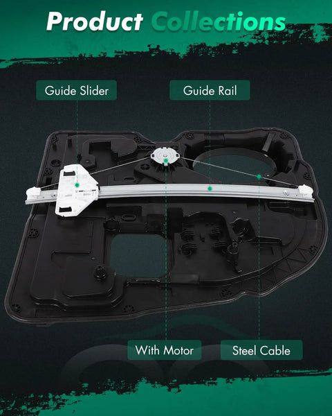 Rear Right Passenger Side Power Window Regulator Without Motor For Ram 1500 2011-2019, plastic frame with guide rail and steel cable