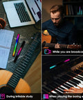 RGB Rechargeable Sound Control Lights With Voice Activated Music Rhythm, used with guitar, broadcast, and piano.