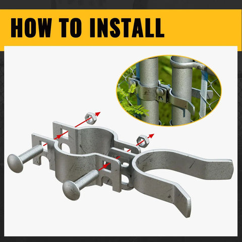 Chain Link Gate Latch 1-3/8 Inch For Fence Posts Spaced 1.8 To 3.4 Inches, Galvanized Farm Fence Lock, Fork Latch Design, DIY Install Instructions
