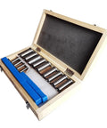 22 Piece Broach Tool Set For CNC Machines With HSS Pro Grade High Speed Steel Blades in wooden case, multiple key slot broaches