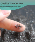 Close-up of 100 Grit Aluminum Oxide Blast Media For Metal Prep And Rust Removal granules on fingertip, highlighting texture.