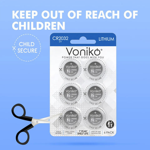 Heavy Duty Cr2032 3V Lithium Battery 5 Pack Packing Long Haul Power That Slides Right Over Apple AirTag Car Key Fobs Digital Recorders And Precision Scales While Killing Leaks For Peace Of Mind All Day in child-secure packaging.