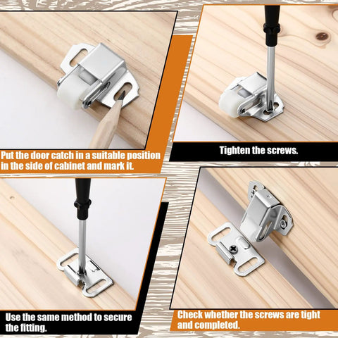 20 Sets Roller Wheel Spring Cabinet Door Catch Latch Kit With Screws For Cabinets Furniture Closets RVs And Mobile Homes installation guide