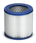 HEPA Cartridge Filter For Ash Vacuum - Dry Ash Filtration, No Mess, 1 Pack shown with blue trim and pleated paper material