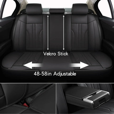 Back view of All In One Waterproof Leather Car Seat Cover Set With Nappa Finish Includes Two Front And Three Back Covers