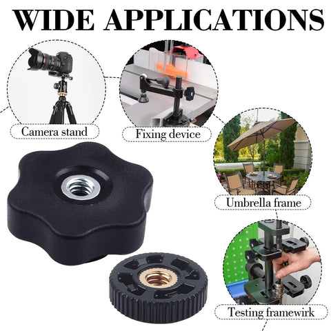 Eight Pack T Track Knob Kit With Four Star Knobs And Skeleton Knobs used in camera stand and umbrella frame
