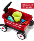 Push And Pull Walker Wagon With Garden Tools For Kids One To Four Years Old Locking Handle For Stability Converts From Baby Push Walker To Pull Wagon For Indoor And Outdoor Play Kid Friendly showing tools inside
