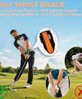 Golfer using Golf Wrist Brace And Swing Trainer For Ambidextrous Use, Medical-Grade Splint Supports Post-Injury Recovery on course