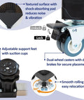 Close-up of Heavy Duty Appliance Dolly With 10 Support Feet And Four Locking Swivel Wheels showcasing adjustable support feet and dual-wheel casters.
