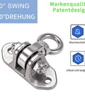 Heavy Duty Stainless Steel Ceiling Swing Hanger Wicked Smooth 360 Rotation Silent Bearing Mount with sturdy swivel hook.