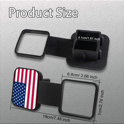 2 Inch Hitch Cover Tube Plug For 2 Inch Receivers Class 3 4 5, durable rubber, American flag design, product size dimensions