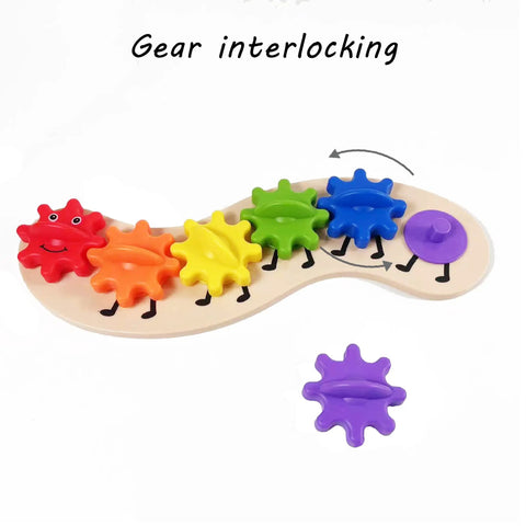 Colorful Rainbow Caterpillar Gear Toy For Toddlers And Babies Teaches Color Names And Matching With Spinning Gear Fun For Kids