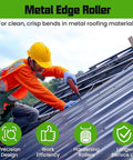 Worker using Pro-Grade Three Station Sheet Metal Roller Bender for 0 to 90 Degree Bends on roofing material
