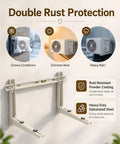 Heavy Duty Mini Split Wall Mount Bracket for outdoor units, showing rust protection in snow, heat, and rain, 550 lb load capacity