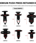 200 Piece Car Retainer Clip Kit For Bumpers And Door Trim Universal Plastic Rivets Fasteners No Drill Quick Install sizes