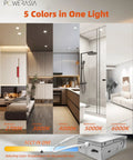 Image showing 5CCT options of 12 Pack 4 Inch Black LED Recessed Lights Kit With Junction Box Dimmable 5CCT From 2700K To 6000K Ultra Thin 9W 700lm ETL Listed And Energy Star No Fuss Install Great For Living Room Kitchen And Hallways.