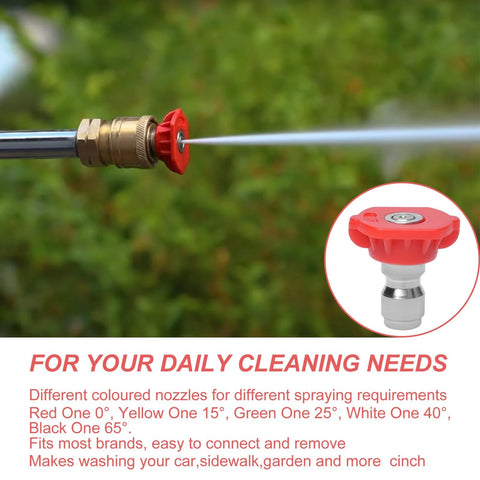 Podoy red 0-degree stainless steel pressure washer nozzle tips, 1/4-inch quick-connect, orifice 3.0, pack of 6.
