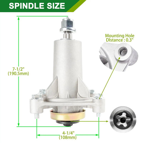 Detailed view of spindle for 46 Inch Mower Deck Rebuild Kit Go To Husqvarna Models 2246LS 2346XLS YTA22V46 YTH20K46 YTH224T YTH22V46