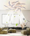 Modern living room with 39 Inch Bladeless Ceiling Fan With Lights Modern Dimmable LED Flush Mount Fan With Remote Three Color Temperatures