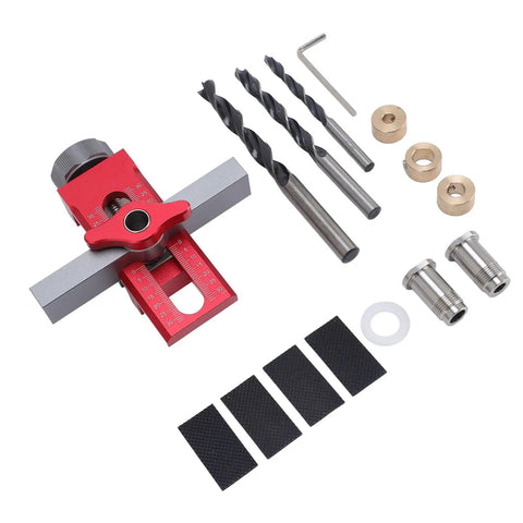 Cabinet Door Installation Jig With Aluminum Alloy Construction Pro Grade Adjustable 0 To 55mm Clamping Range Solid Support Arm Drill Bit Set