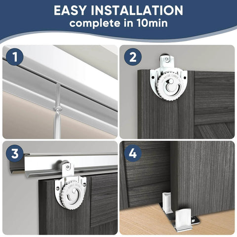 Installation steps for Double K Shape Sliding Closet Door 48 By 80 Inches With Hardware Kit And Matching Fascia, Gray.