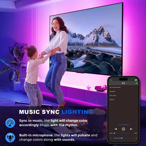 Family enjoying Dope Neon RGB Rope Lights For Gaming Rooms And Living Spaces, IP67 Waterproof Flexible LED Rope Light With App Control