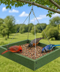 Platform Bird Feeder With Wooden Tray For Outdoor Gardens And Courtyards Hanging Bird Feeder Tray Durable Weather Resistant