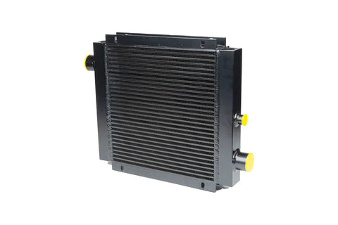Mobile Hydraulic Oil Cooler With 12V DC Fan And Shroud For Hydraulic Systems And Transmission Coolers, 79 GPM, SAE 12 Ports, 11K To 17K Heat Rejection, 250 PSI, Part 258529