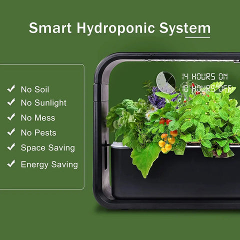 12 Pod Indoor Hydroponic Garden System With Full Spectrum LED Grow Light, Height Adjustable Stand, Quiet Smart Pump, Germination Kit, Your At-Home Fresh Herbs And Veggies Dream Setup