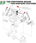 Ball Joint Kit For Club Car DS Golf Cart 1976 To 2008 Set Of 3 Tie Rod Ends Two Left Hand Threads OEM 7540 And One Right Hand Thread OEM 7539 Non Greasable Self Lubricating Direct Replacement installed on front steering diagram