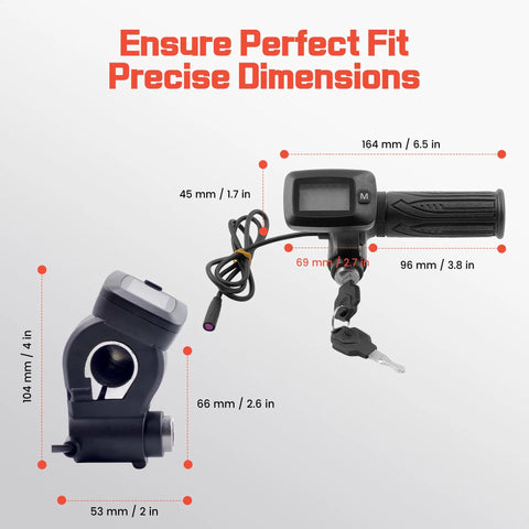 Full Twist Ebike Throttle With M Mode Button And LCD Display, 3 Pin 48V System, Plug And Play Throttle For Tutti Soleil 01 Electric Dirt Bike, Real Time Speed, Battery Level, Mileage And Theft Lock