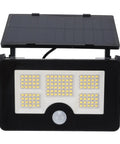 GOWENIC Solar Powered Floodlight, 4 Lighting Modes, Foldable 180 Degree, front view with solar panel and LED lights.