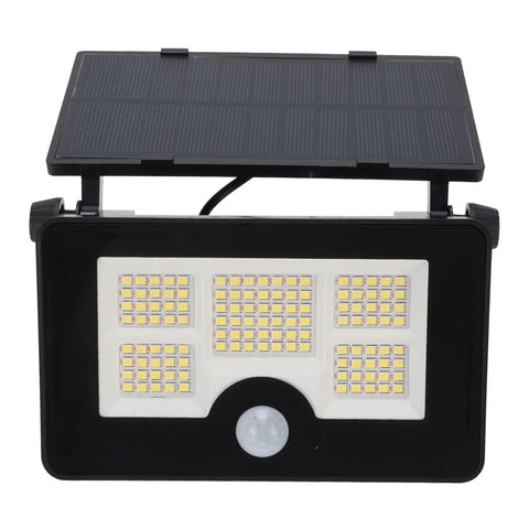 GOWENIC Solar Powered Floodlight, 4 Lighting Modes, Foldable 180 Degree, front view with solar panel and LED lights.
