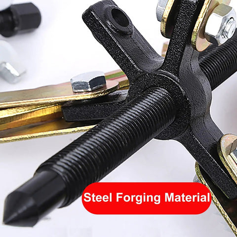 Close-up of 28 Inch Heavy Duty Three Jaw Bearing Puller Built Like A Tank Carbon Steel Gear Extractor showing steel forging material.