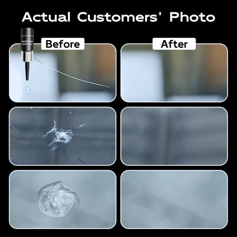 Windshield Chip And Crack Repair Kit With Glass Repair Resin, Rapid Fix For Bullseye And Star Cracks, Includes Suction Base For Quick Clear Drivable Repairs In 20 To 30 Minutes before and after customer results