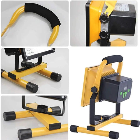Led Rechargeable Work Light, 100W Rechargeable Floodlights Portable Le, adjustable knobs and handle, lightweight aluminum design.