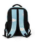 Pastel Daisy Light Blue Watercolor Printed Backpack For Everyday Use Unisex Large Capacity Polyester Go To Daypack back view