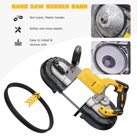 Top Shelf 4 Pack 6 Inch Bandsaw Wheel Tires Dead Nuts Perfect Fit Solid Rubber Cushion For Electric Portable Band Saws on a band saw.