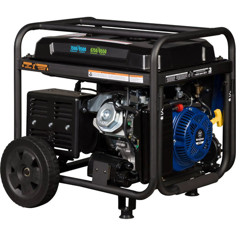 Dual Fuel Portable Generator With Electric Start And Remote Key Fob, 9500 Peak Watts Gas Or Propane, Transfer Switch Ready