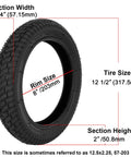 Beefed Up 12.5x2.25 Tire And Inner Tube Set For Scooters And Electric Bikes, 57-203 Replacement Tire dimensions illustration