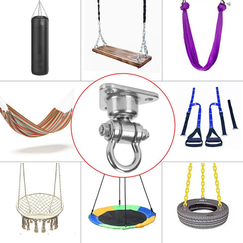 Beefy Silent Bearing Stainless Steel Heavy Duty Swing Hanger With 180 Degree And 360 Degree Swivel Hook 1500 Lb Capacity with various uses